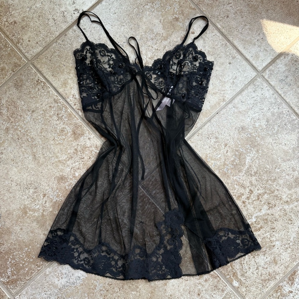 Victoria's Secret Black Lace Chemise Sleepwear